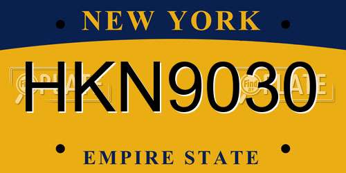 HKN9030 New York License Plate