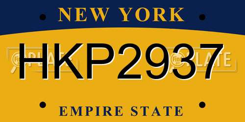 HKP2937 New York License Plate