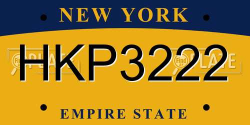 HKP3222 New York License Plate