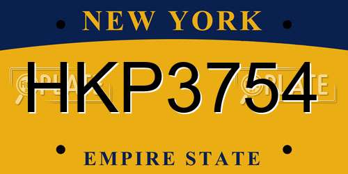 HKP3754 New York License Plate