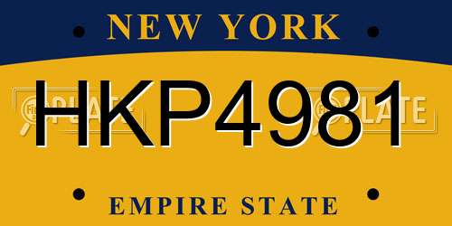 HKP4981 New York License Plate