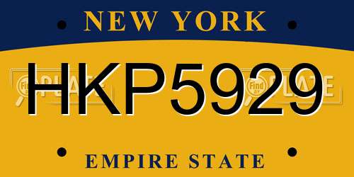 HKP5929 New York License Plate