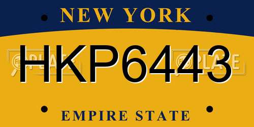 HKP6443 New York License Plate