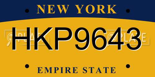 HKP9643 New York License Plate