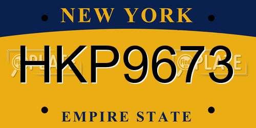 HKP9673 New York License Plate