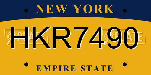 HKR7490 New York License Plate