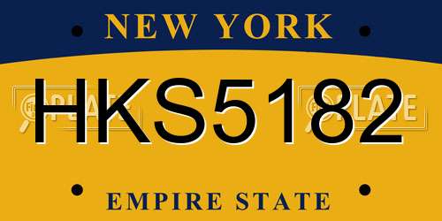 HKS5182 New York License Plate