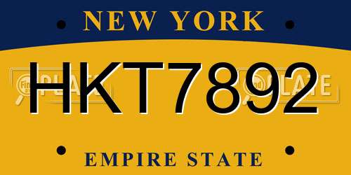 HKT7892 New York License Plate