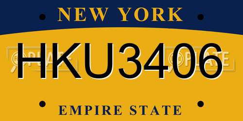 HKU3406 New York License Plate
