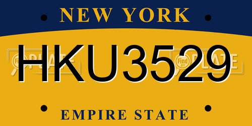 HKU3529 New York License Plate