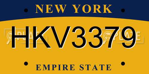 HKV3379 New York License Plate