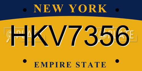 HKV7356 New York License Plate