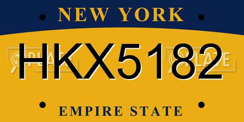 HKX5182 New York License Plate