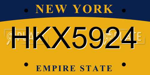 HKX5924 New York License Plate