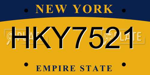 HKY7521 New York License Plate