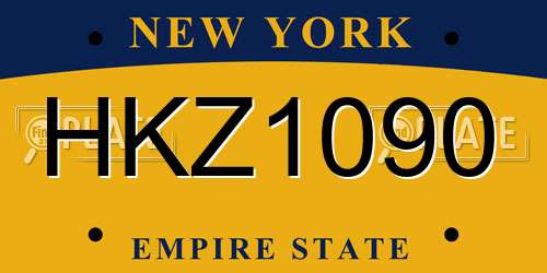 HKZ1090 New York License Plate