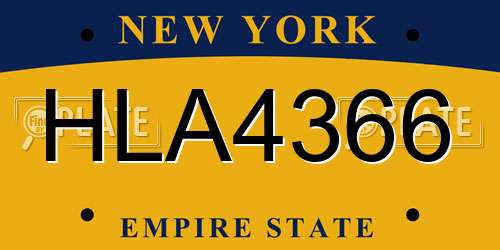 HLA4366 New York License Plate