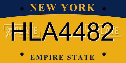 HLA4482 New York License Plate