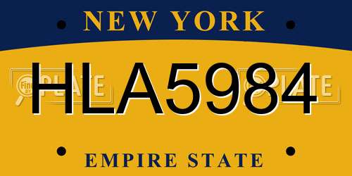 HLA5984 New York License Plate