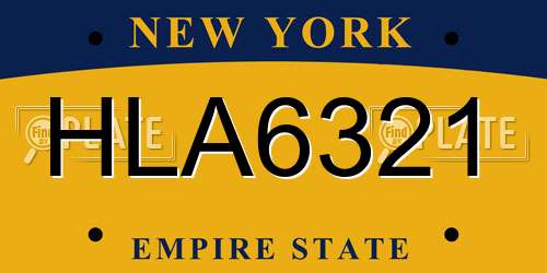 HLA6321 New York License Plate