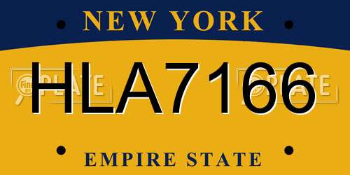 HLA7166 New York License Plate