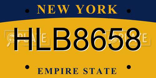 HLB8658 New York License Plate