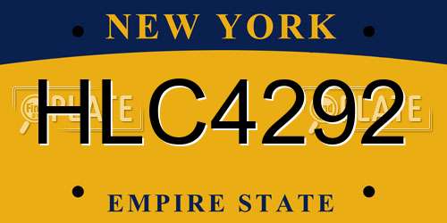HLC4292 New York License Plate