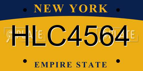 HLC4564 New York License Plate