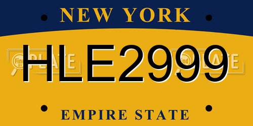 HLE2999 New York License Plate