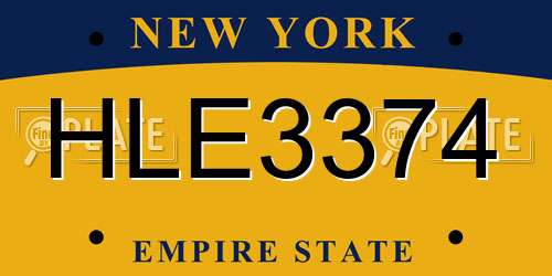 HLE3374 New York License Plate