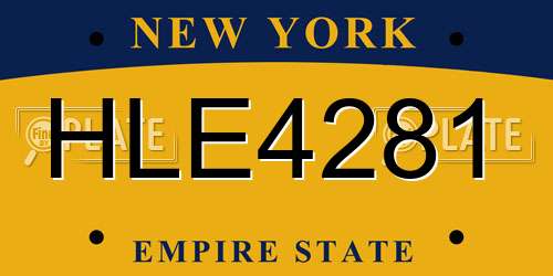 HLE4281 New York License Plate