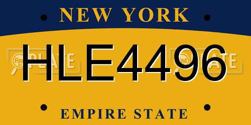 HLE4496 New York License Plate