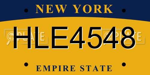 HLE4548 New York License Plate