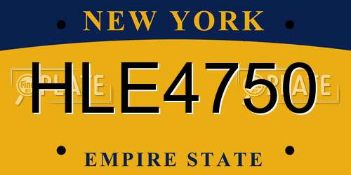 HLE4750 New York License Plate