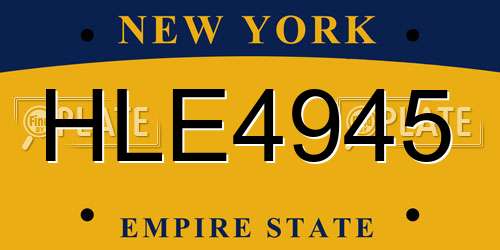 HLE4945 New York License Plate