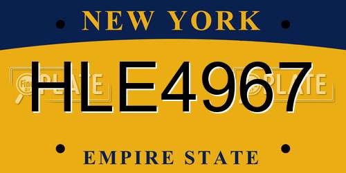 HLE4967 New York License Plate