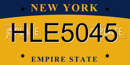 HLE5045 New York License Plate
