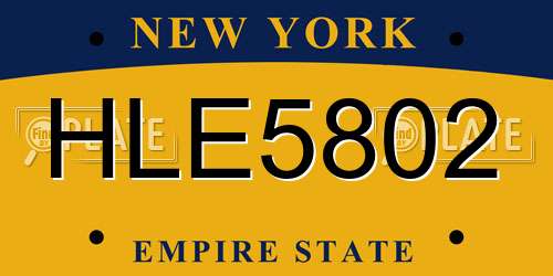 HLE5802 New York License Plate