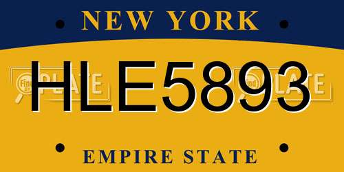 HLE5893 New York License Plate