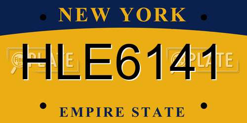 HLE6141 New York License Plate