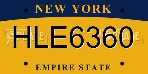 HLE6360 New York License Plate