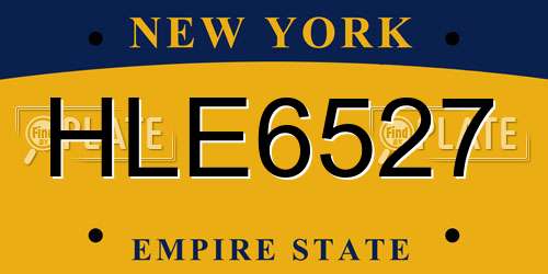 HLE6527 New York License Plate