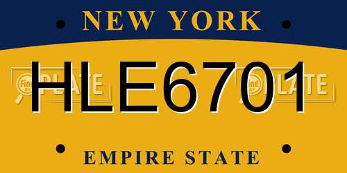 HLE6701 New York License Plate