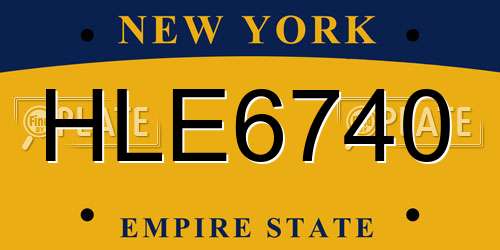 HLE6740 New York License Plate