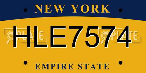 HLE7574 New York License Plate