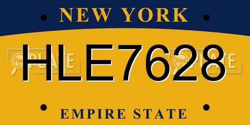 HLE7628 New York License Plate