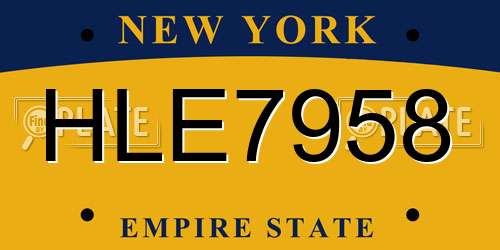 HLE7958 New York License Plate