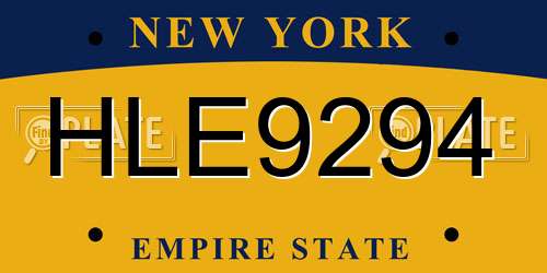 HLE9294 New York License Plate