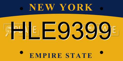 HLE9399 New York License Plate