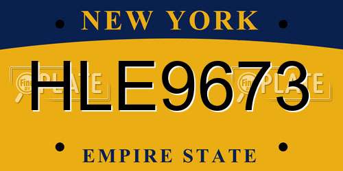 HLE9673 New York License Plate